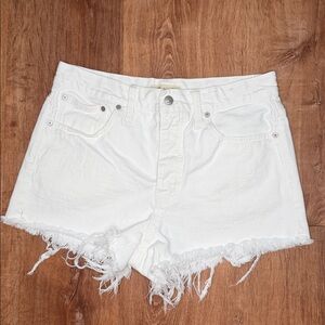 Madewell Cream Relaxed Denim Shorts